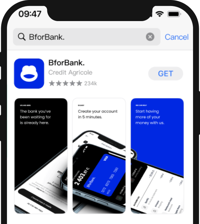 Smarthphone application bforbank