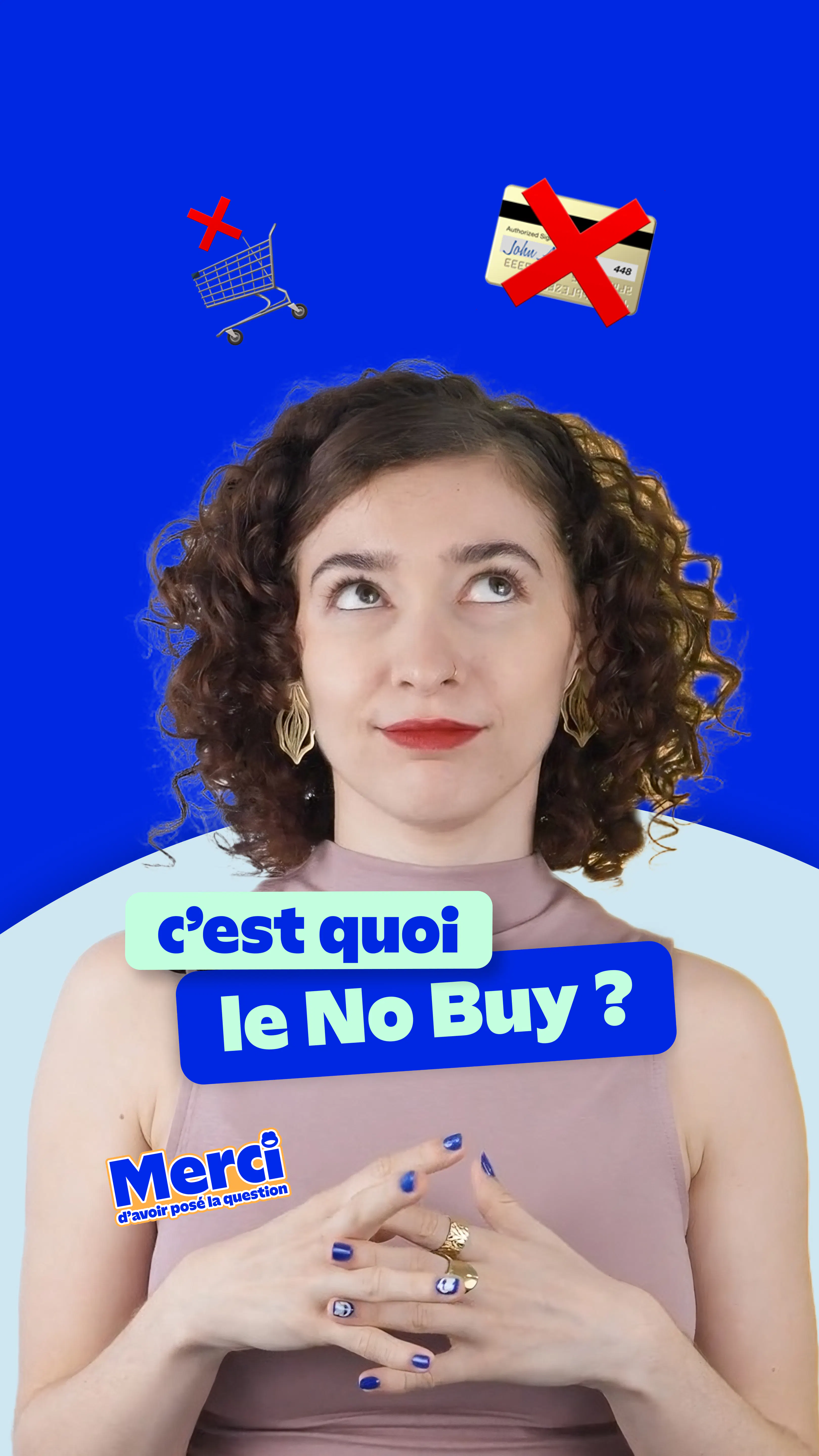 photo de femme avec des emojis carte bleu et shopping barés 