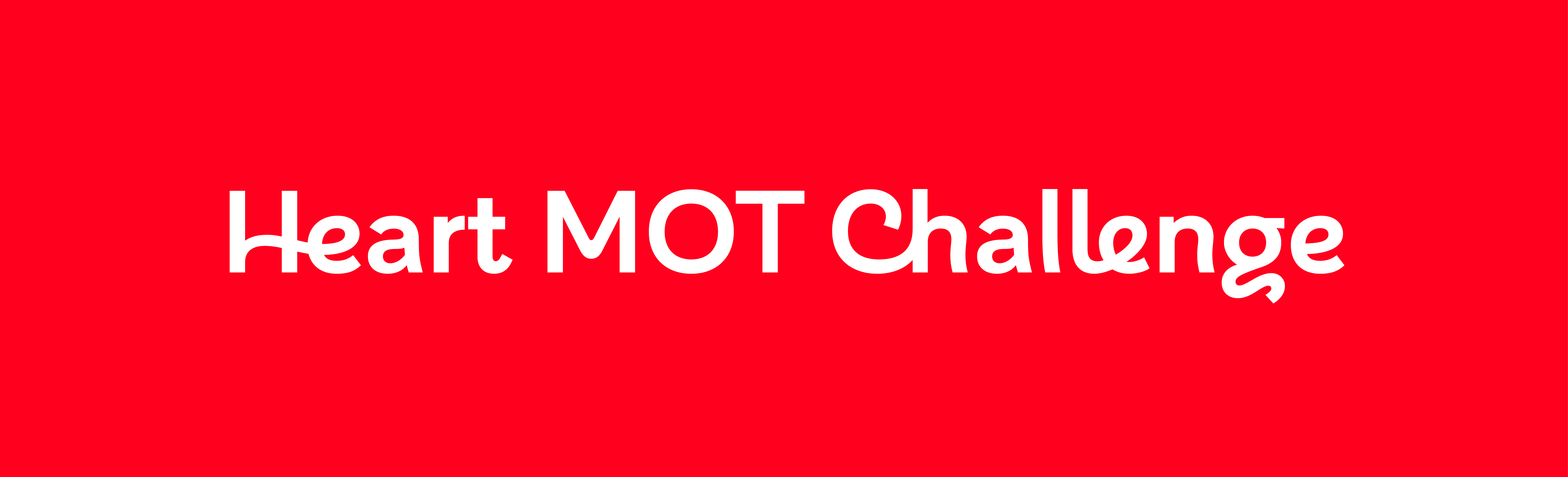Heart MOT Challenge logo on red background.