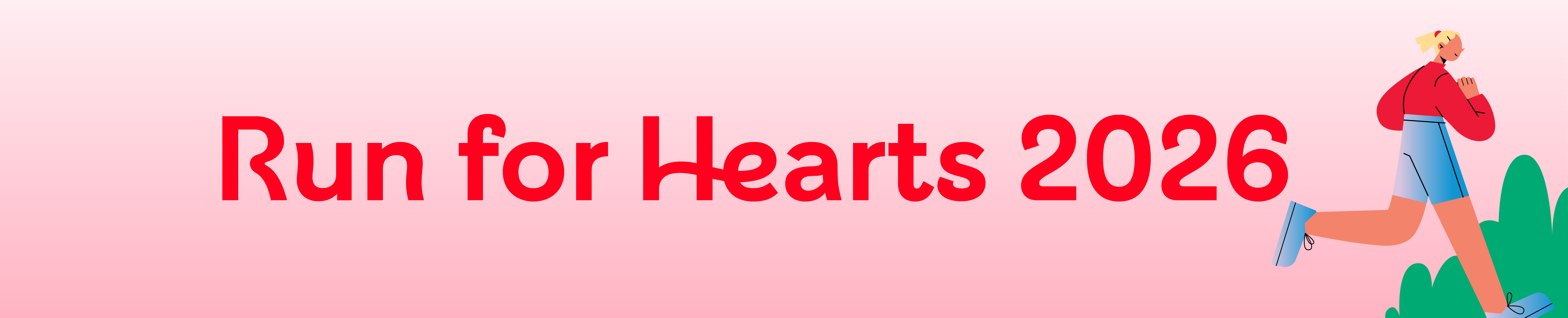 Run for Hearts campaign banner showing runner illustration.