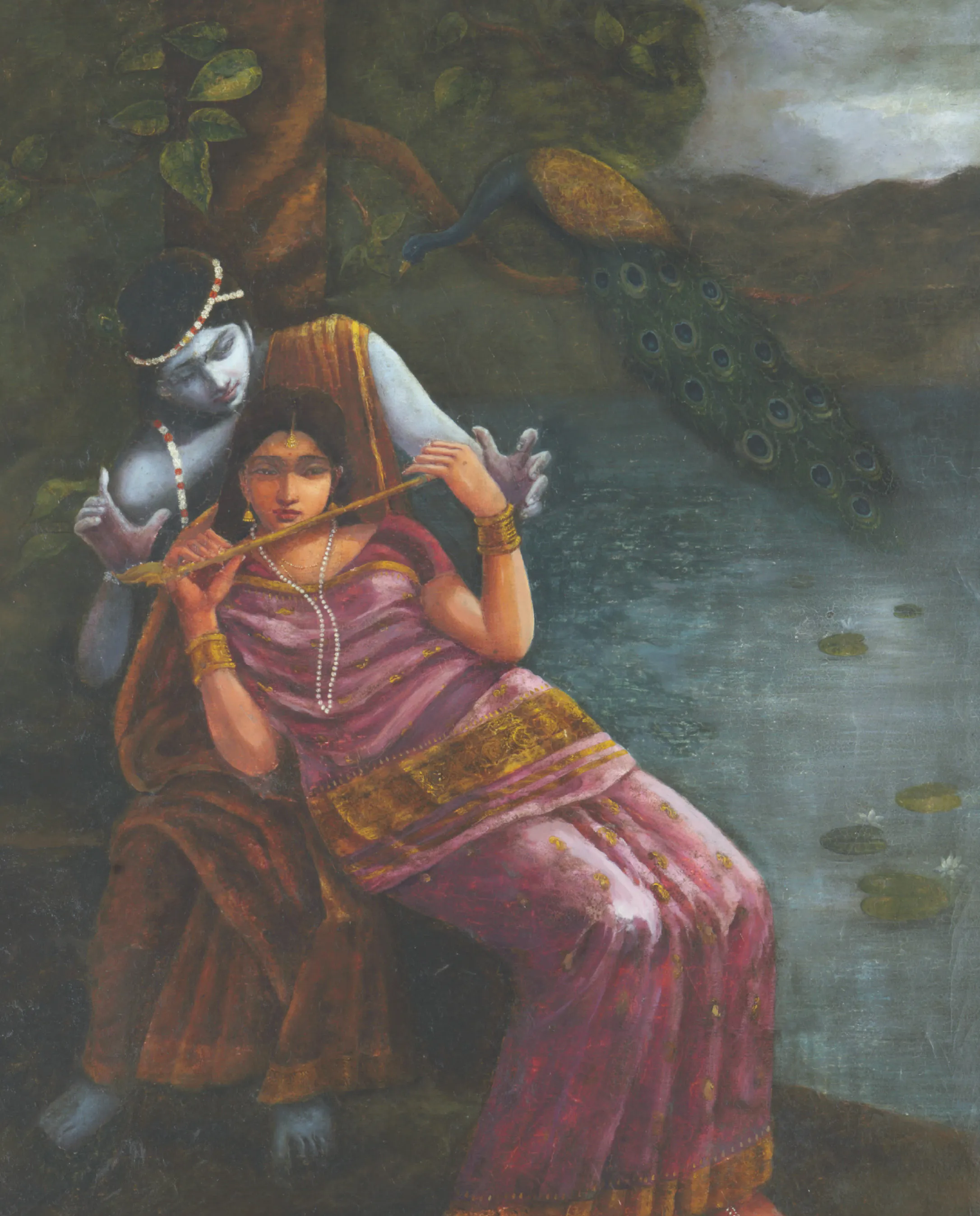 RADHA LEARNING TO PLAY THE FLUTE FROM KRISHNA