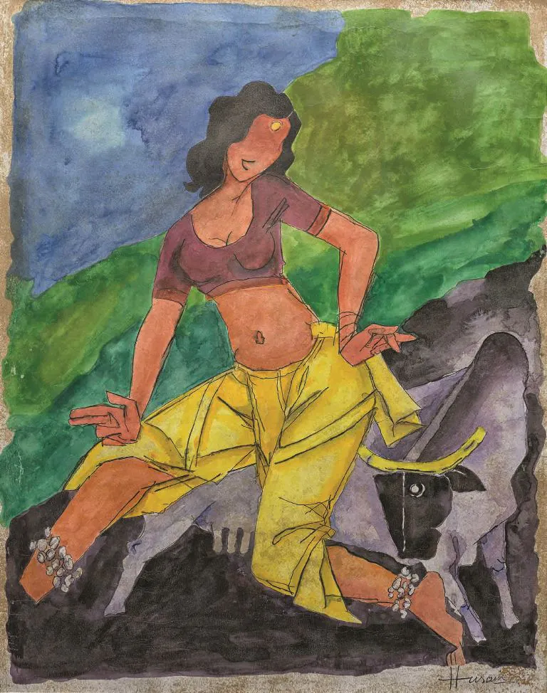 UNTITLED (MADHURI AS GAJA GAMINI ON COW)