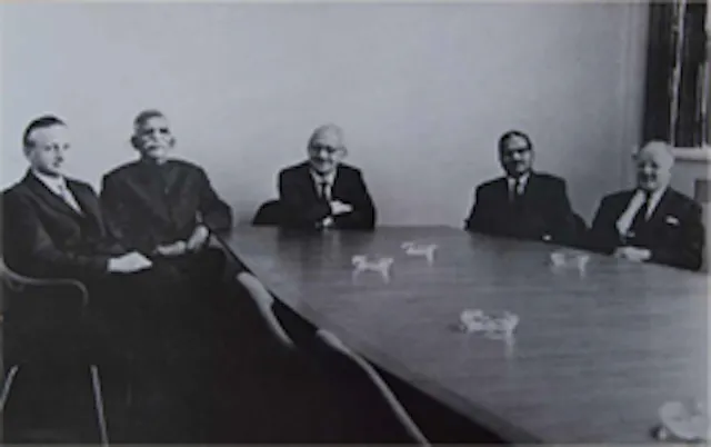 From the left: Mr.F.W.Griffin, Mr.S.Lalchand Dadha, Mr.G.F.Williams, Mr.L.Milapchand Dadha, Mr.H.Treves Brown
