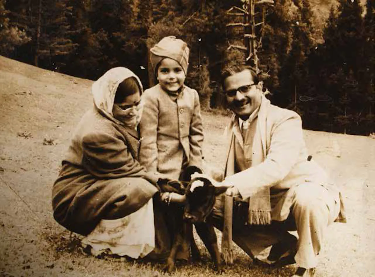 Milapchand with wife Kaval Kavar and youngest son Maher during a holiday in Kashmir
