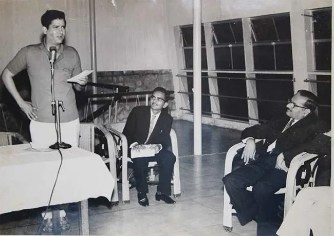 Listening intently to Shammi Kapoor at a private audience gathering organised by him in Madras