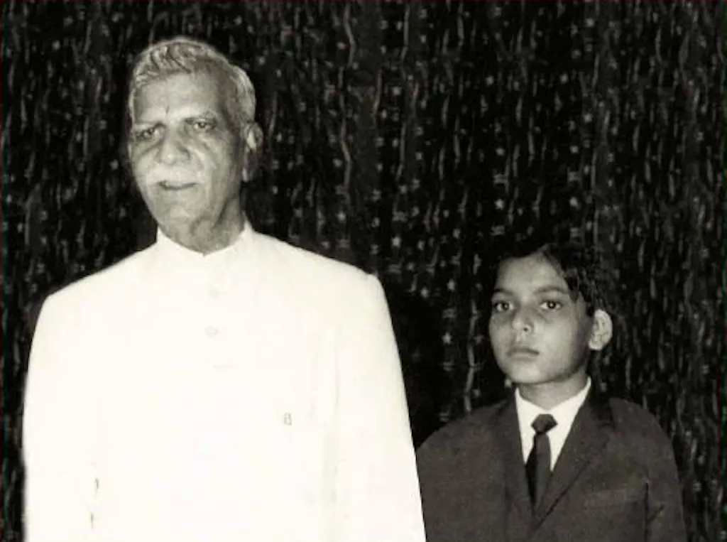 Young Maher with his grandfather Lalchand Dadha