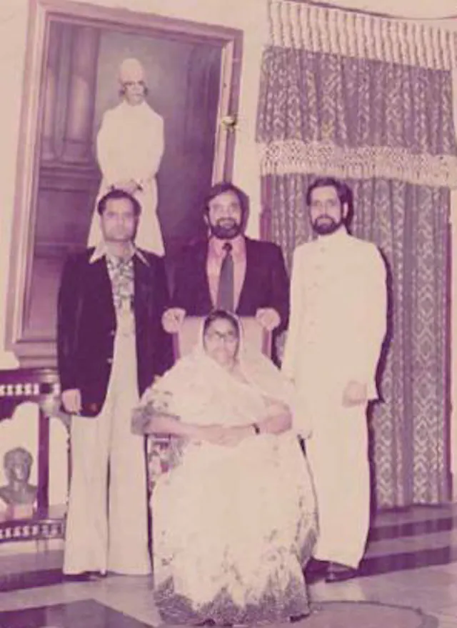 Late Mrs. Kaval Kavar Dadha (wife of Late Milapchand Dadha) with sons Mahipal, Mahendra & Maher in a picture taken in the early 1980s