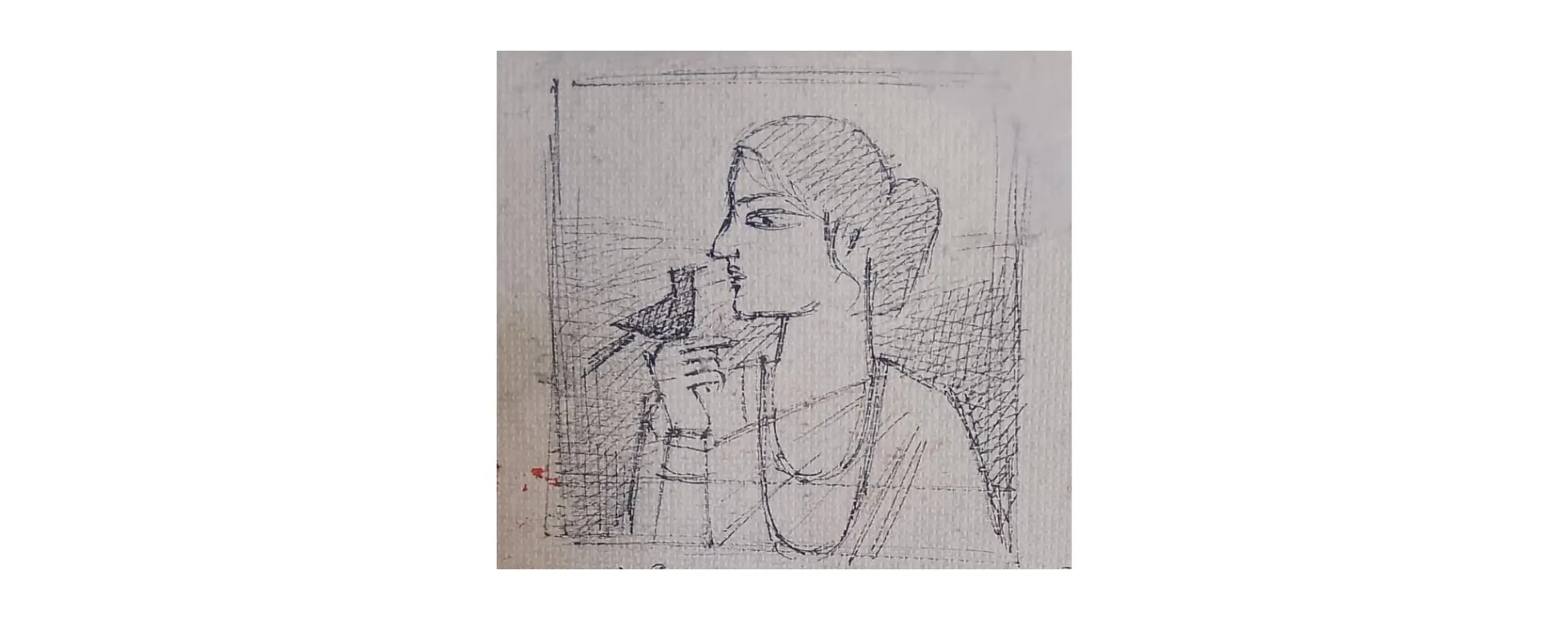 Lady with a Bird - A Drawing