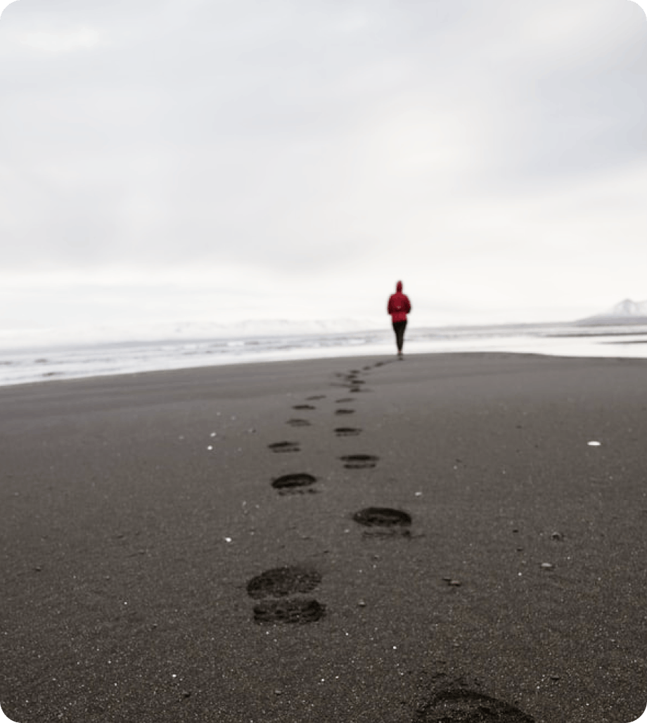 Footsteps on a beach