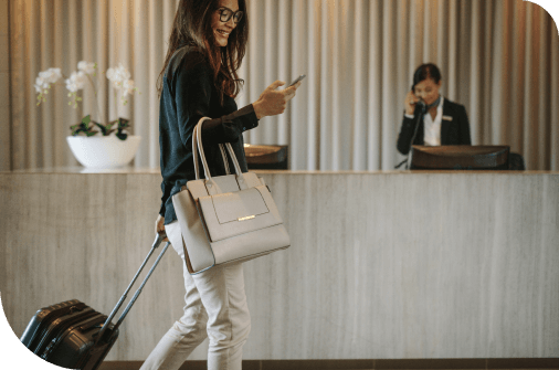 woman at hotel reception