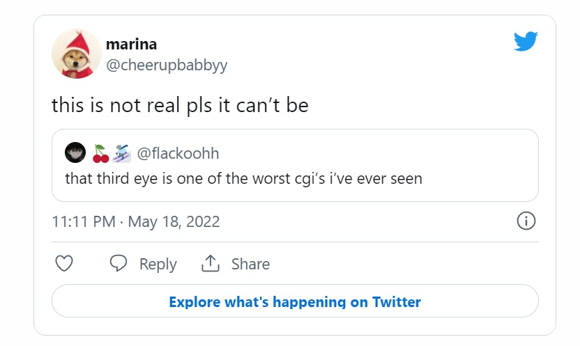 Dr Strange 2 third eye cgi tweet 