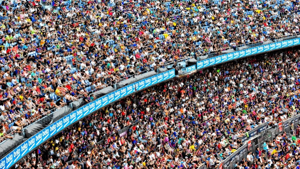 A football stadium filled with people