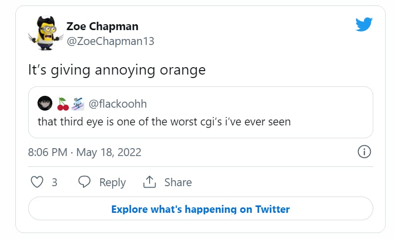 Dr Strange 2 third eye cgi tweet