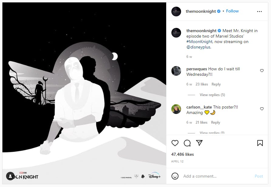 Marvel moon knight Instagram post 