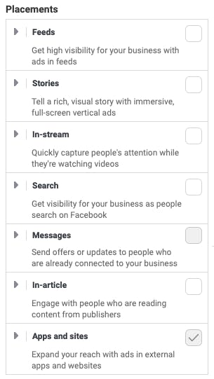 Ad Placements in Facebook Ads Manager