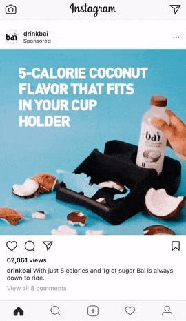 Drinkbai's Instagram post promoting their drink