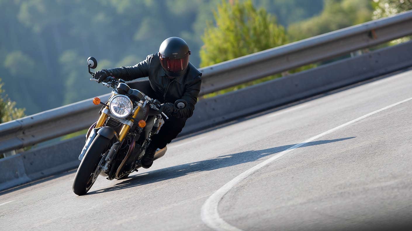 Triumph Thruxton RS in action on the road.