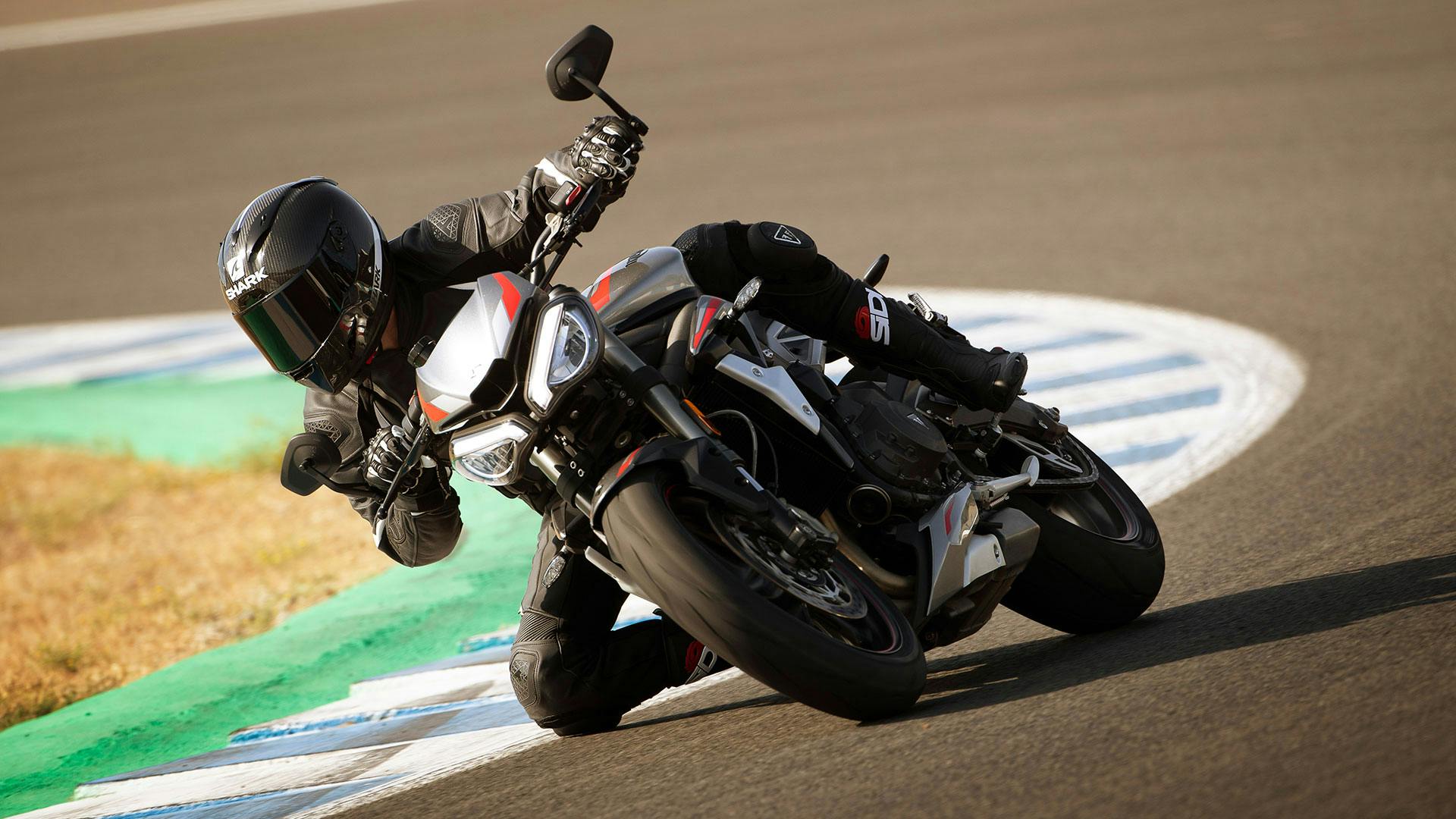 Triumph Street Triple RS on the road.