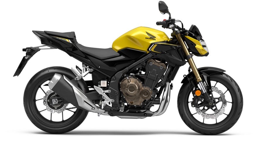 Honda CB500F in pearl dusk yellow colour