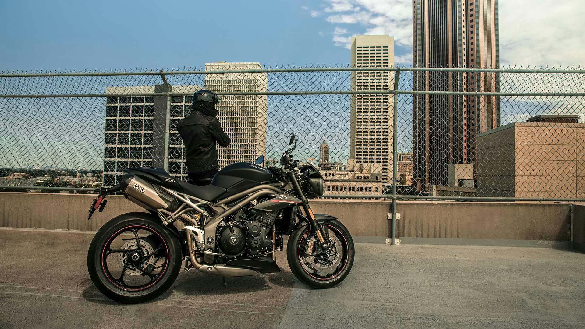 Triumph Speed Triple RS parked.