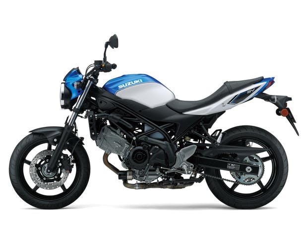 SUZUKI SV650 in metallic triton blue and pearl glacier white colour