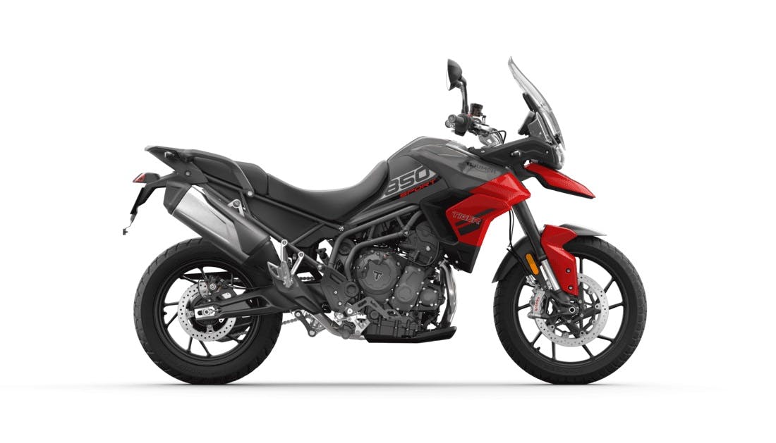 Triumph Tiger 850 in graphite diablo red colour