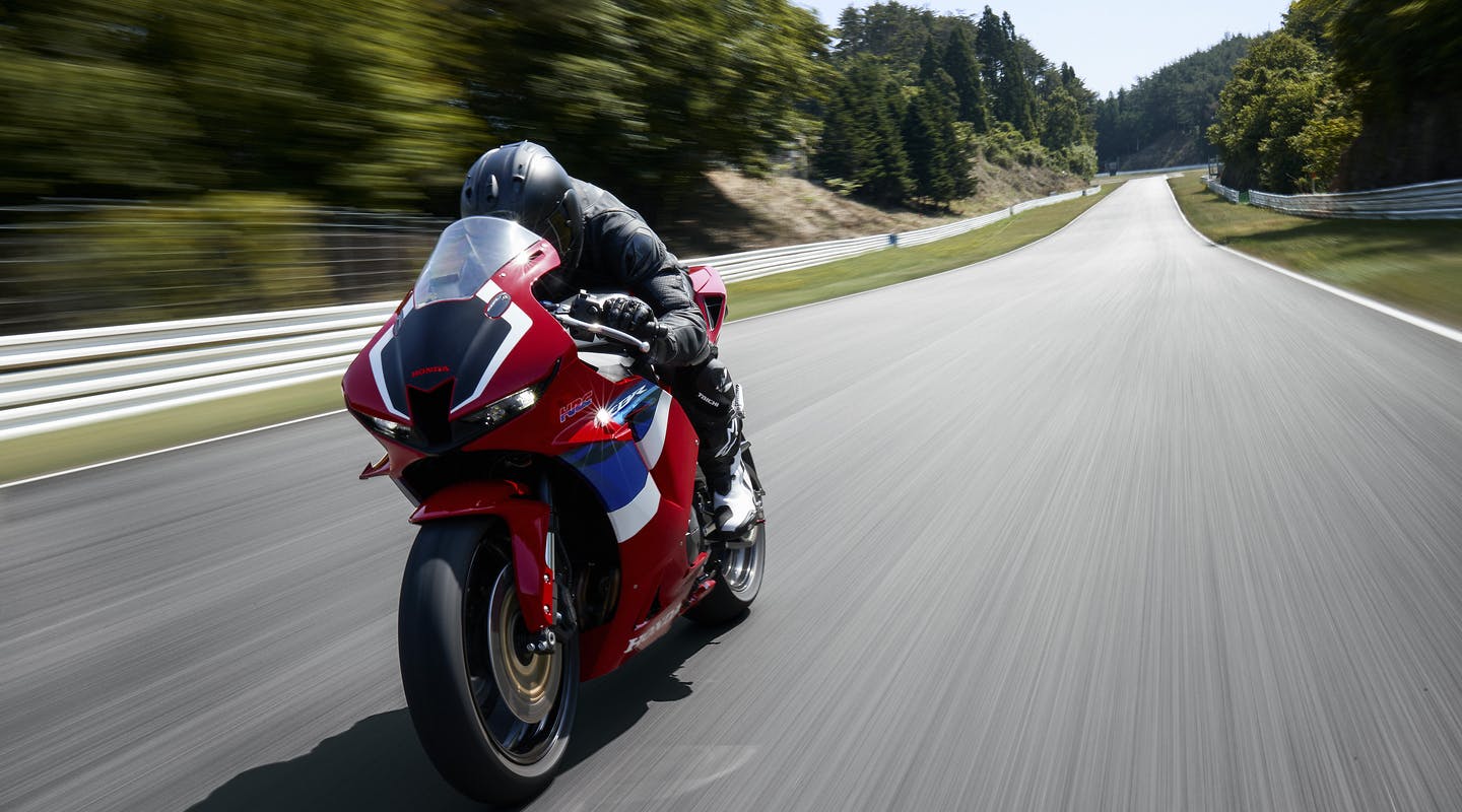 Honda CBR600RR in Grand Prix Red colour on race track