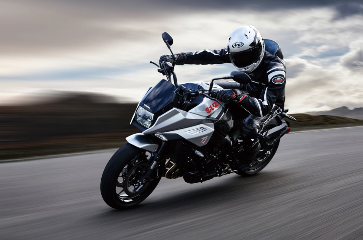 SUZUKI KATANA being rideen on a road