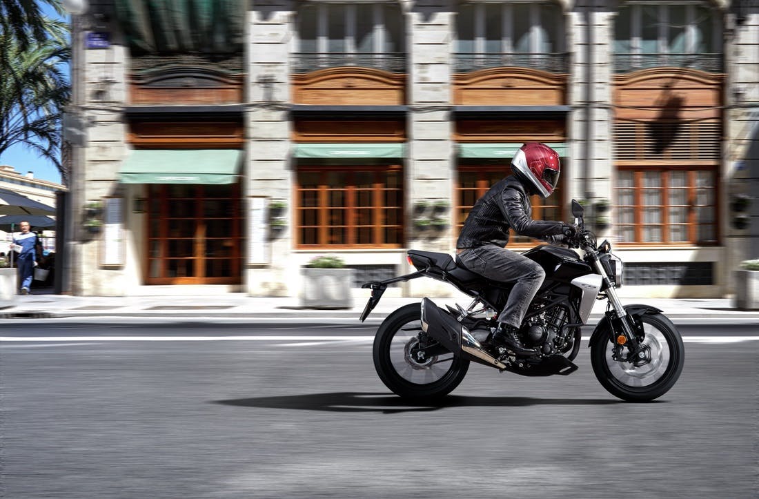 Honda CB300R in black colour on the street road