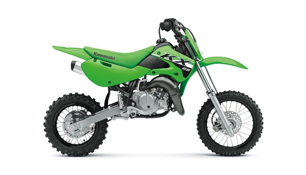 Kawasaki KX65 in lime green colour