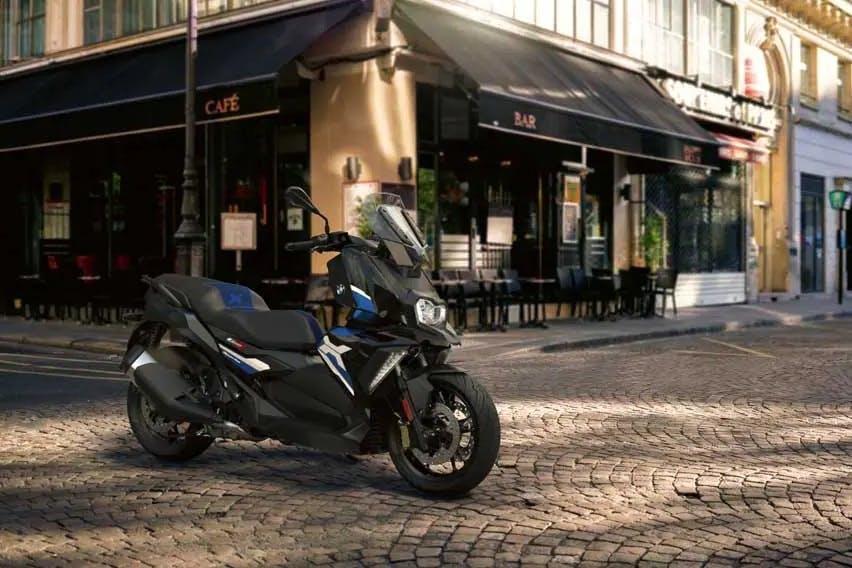 BMW C 400 X parked on the road.