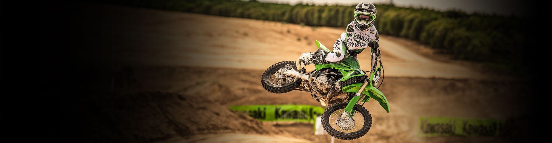 Kawasaki KX85 in action on off-road track