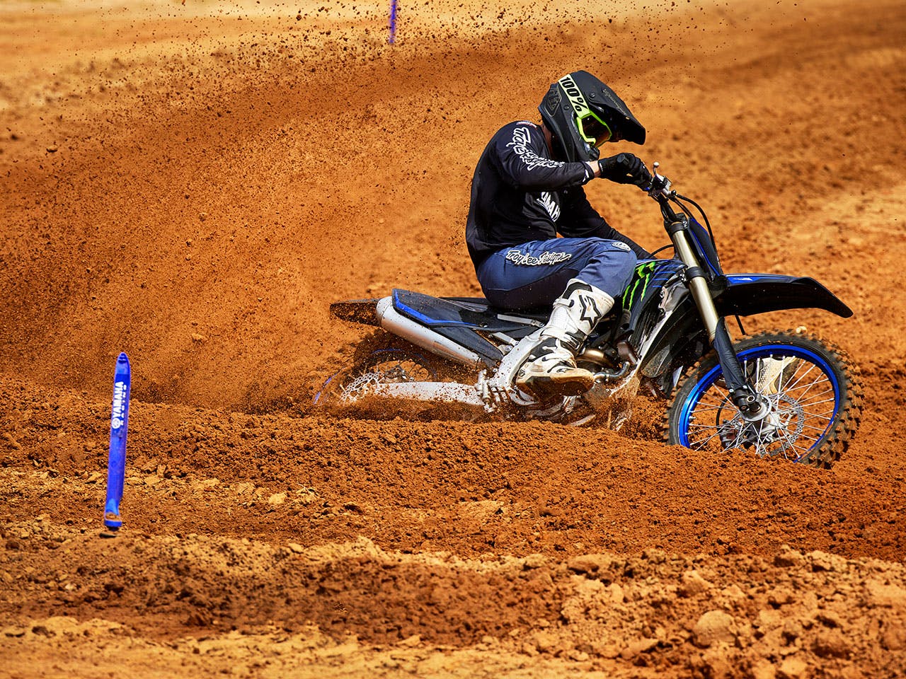 Yamaha YZ450FSP on Monster Energy Yamaha Racing Edition in action off road.