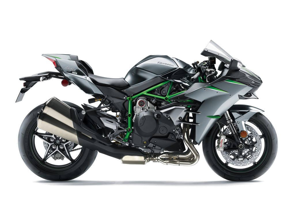 KAWASAKI NINJA H2 CARBON in Mirror coated matte spark black and Golden Blazed Green colour