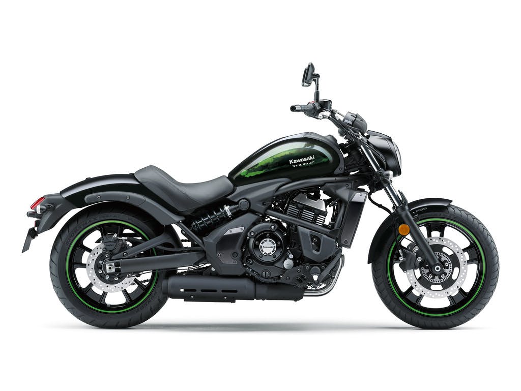 Kawasaki Vulcan S SE in Metallic Spark Black with Special Edition Green Tank Graphic colour