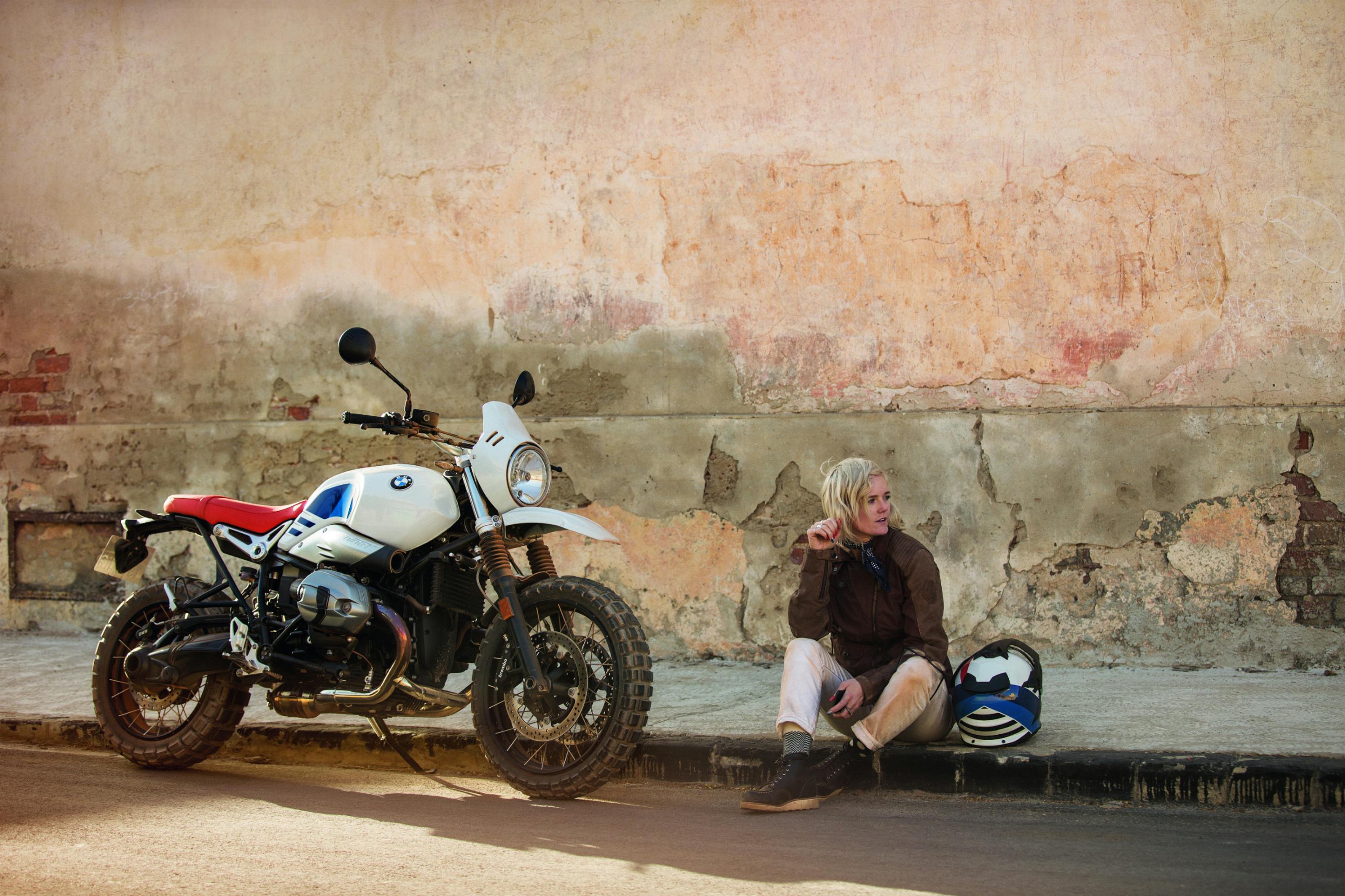 BMW R NINET URBAN G/S in light white colour, parked