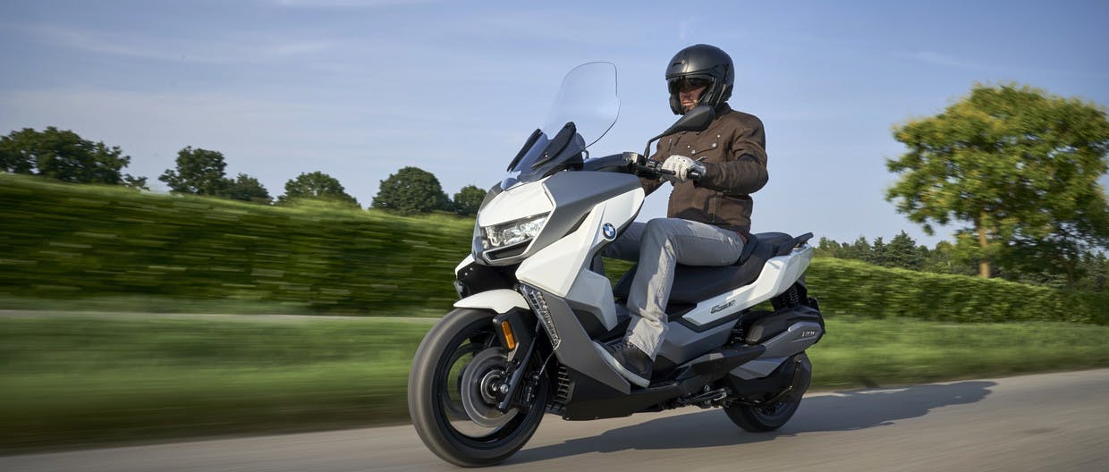 BMW C 400 GT ION being ridden on the road