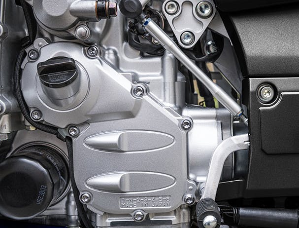 Yamaha FJR1300AE in Gun Metal colour engine close up