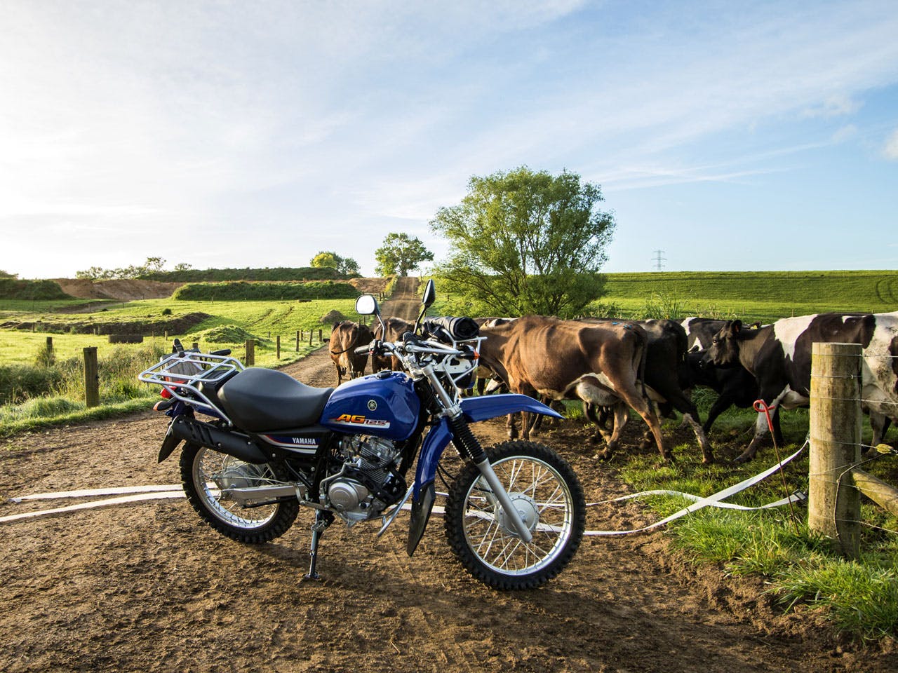 Yamaha AG125 motorcycle on a farm
