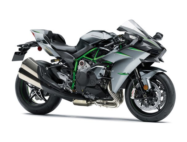 KAWASAKI NINJA H2 CARBON in Mirror coated matte spark black and Golden Blazed Green colour