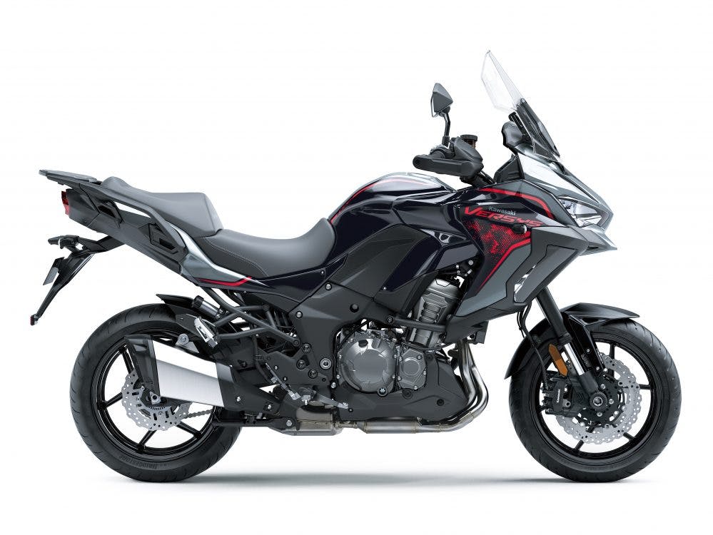 Kawasaki Versys 1000 S in HD Pearl Storm Gray with HD Metellic Diablo Black and Metallic Flat Spark Black colour
