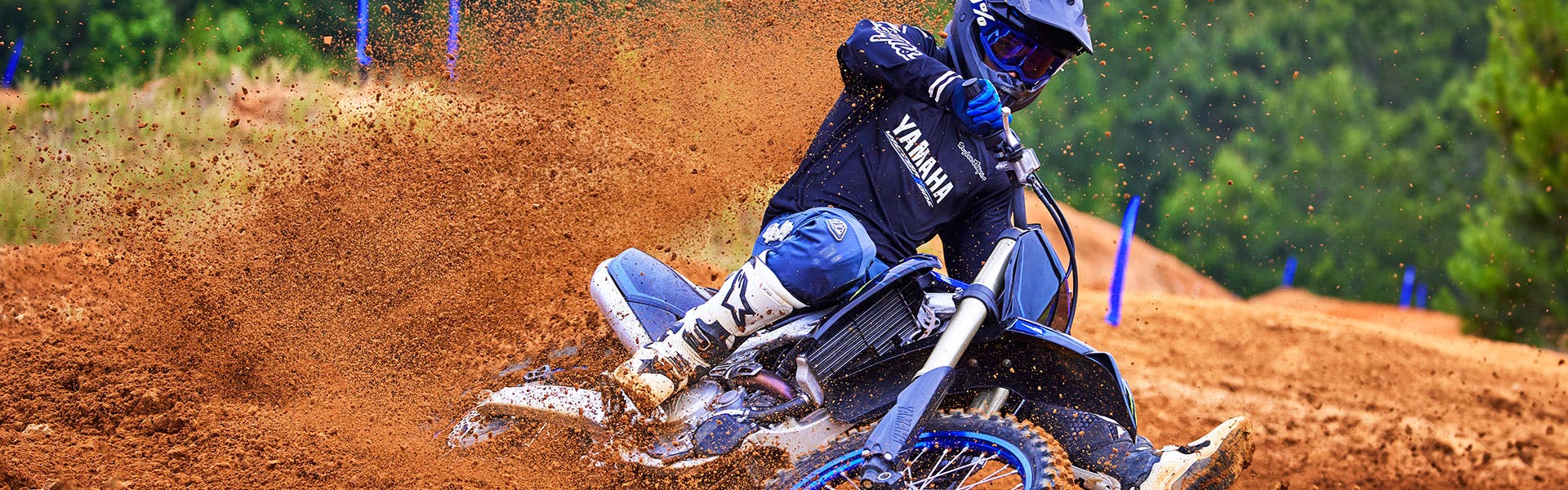 Yamaha YZ250F (SP) in Monster Energy Yamaha Racing Edition colour being ridden off track