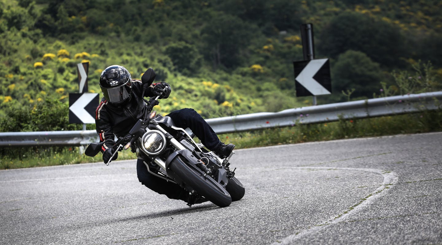 Honda CB300R in black colour on the street road