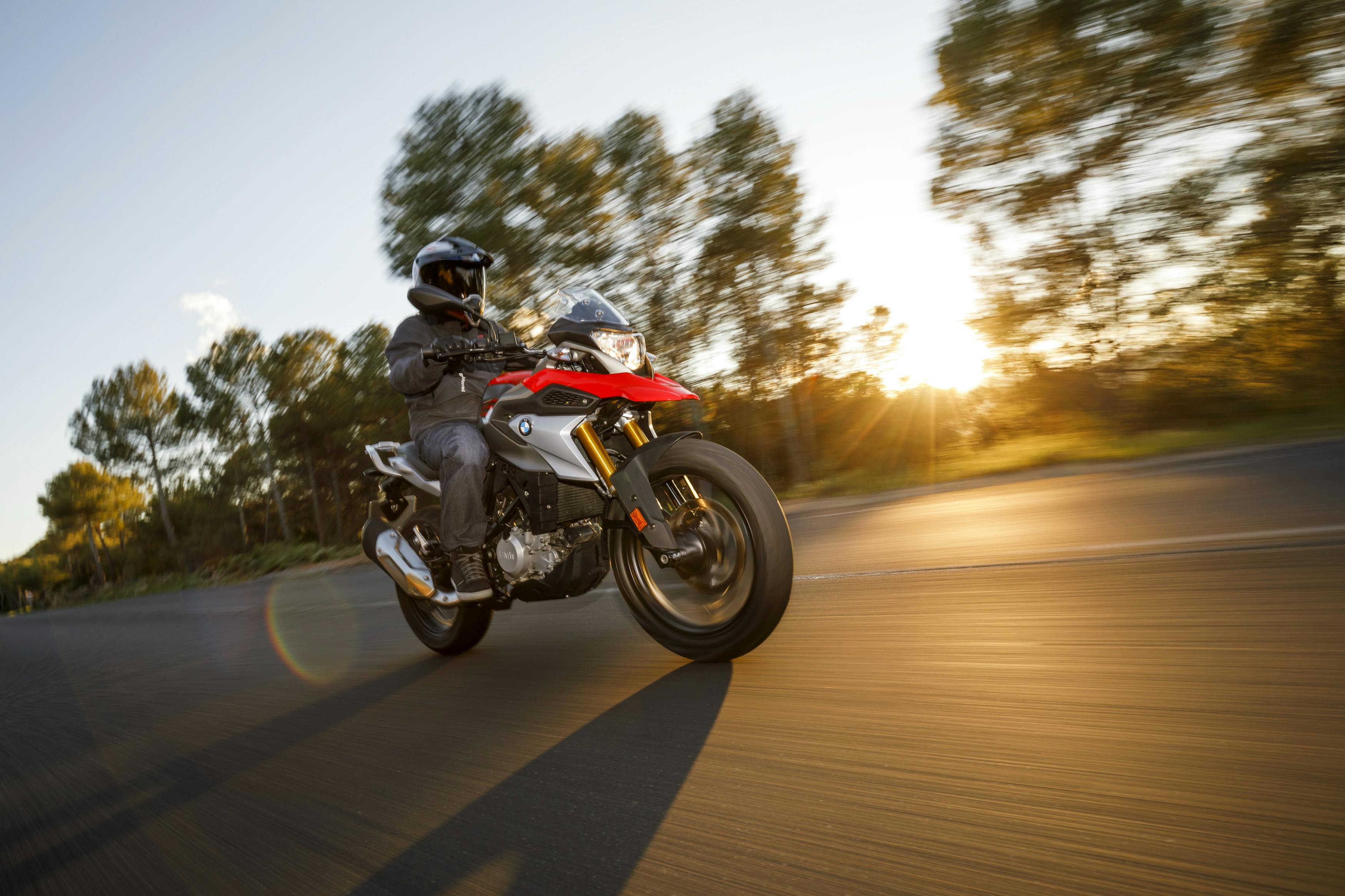 BMW G 310 GS being ridden on a road