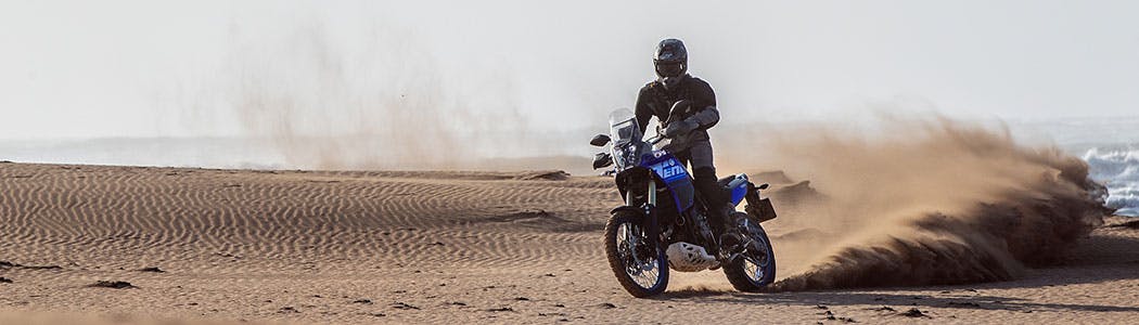 Yamaha Tenere 700 in icon blue colour on off road track