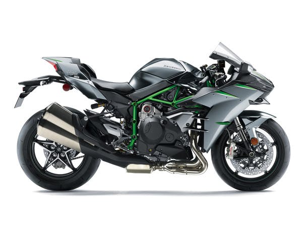 KAWASAKI NINJA H2 CARBON in Mirror coated matte spark black and Golden Blazed Green colour