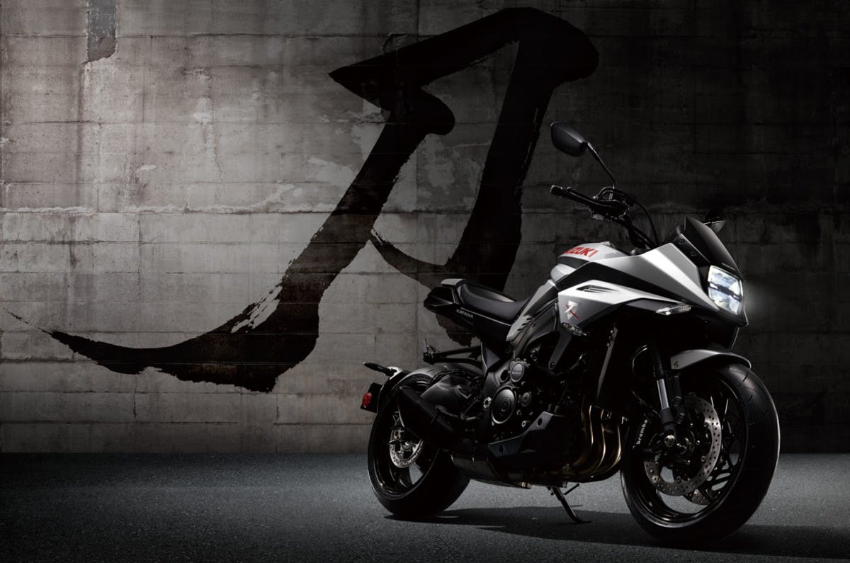 SUZUKI KATANA in metallic mystic silver colour, parked