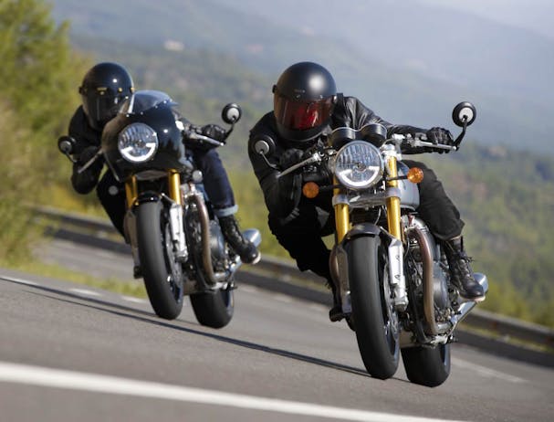 Triumph Thruxton RS in action on the road.