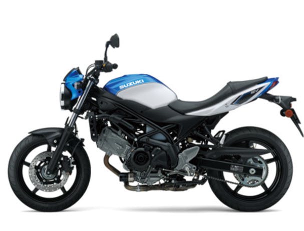 SUZUKI SV650 LEARNER APPROVED in metallic triton blue and pearl glacier white colour