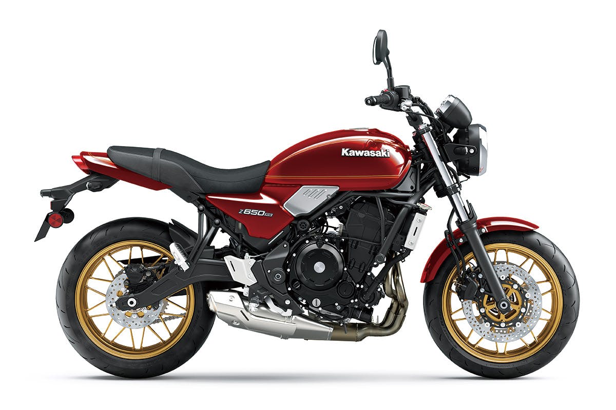Kawasaki Z650RS in candy red colour